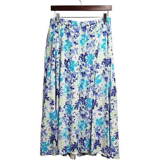 Woman Within Floral Print Women's Midi/Maxi Elastic Waist Linen/Ray Skirt Size M - Picture 1 of 7
